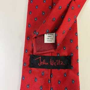 John Weitz Vintage Red and White Striped Necktie small paisley